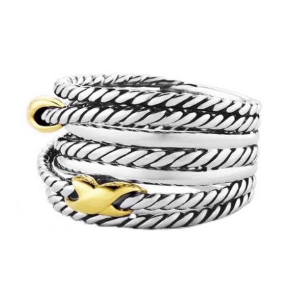 DAVID YURMAN • Double 18K Gold X Crossover Ring - Picture 5 of 13
